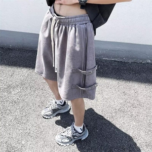 鹿皮绒美式复古机能工装短裤男夏季潮流青少年休闲百搭阔腿五分裤图片