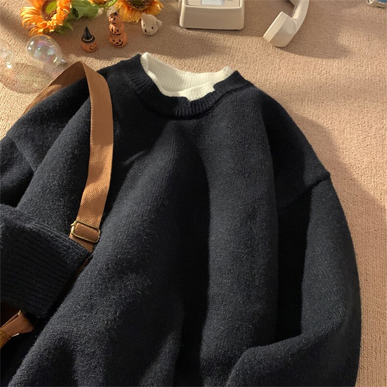 高档圆领针织毛衣男秋季慵懒风线衣外套宽松内搭打底,男装针织衫/毛衣,星座1206（原A206）