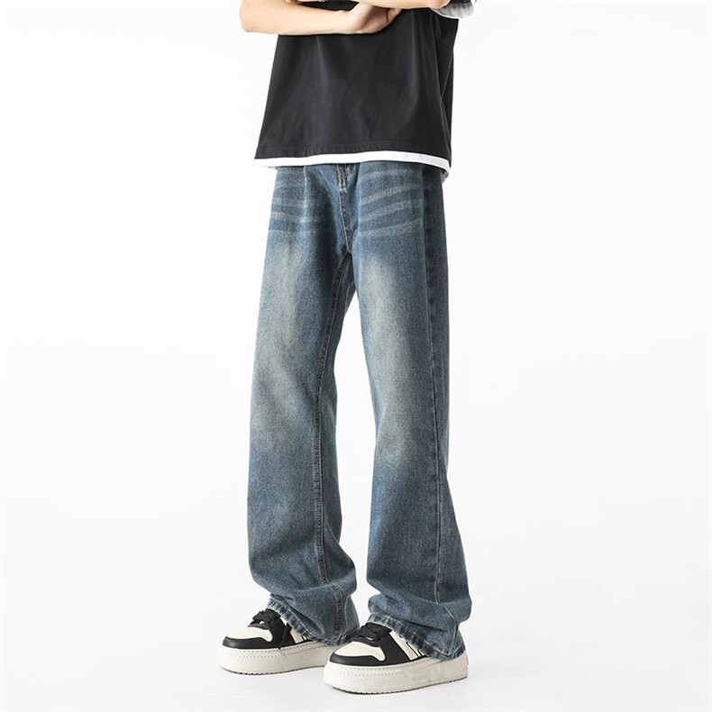 微喇牛仔裤男款夏季半松紧潮流美式vibe复古XZ201-7110P42，男装牛仔裤，星座201