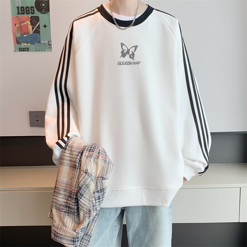 400高克重华棉秋冬内景新款男潮宽松圆领卫衣WY00174/P45加绒P50,男装卫衣,电商B316