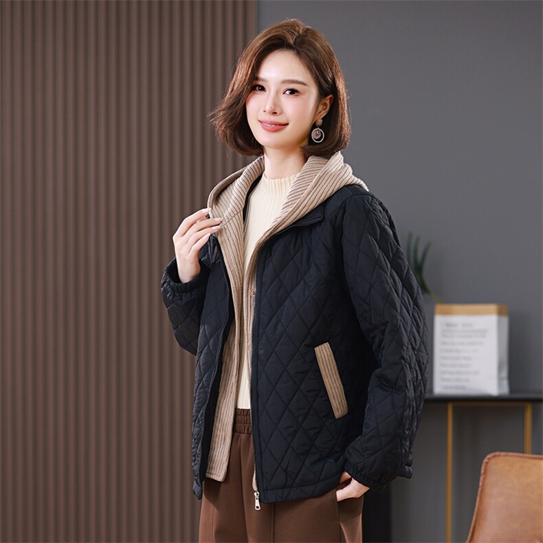叶笙衣1180毛线连帽假俩件棉衣,女装棉衣/棉服,叶笙衣