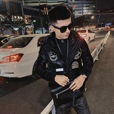 冬季保暖羽绒服社会小伙ins男士绣标装饰连帽外套C301B-YR02，男装羽绒服，电商C301B