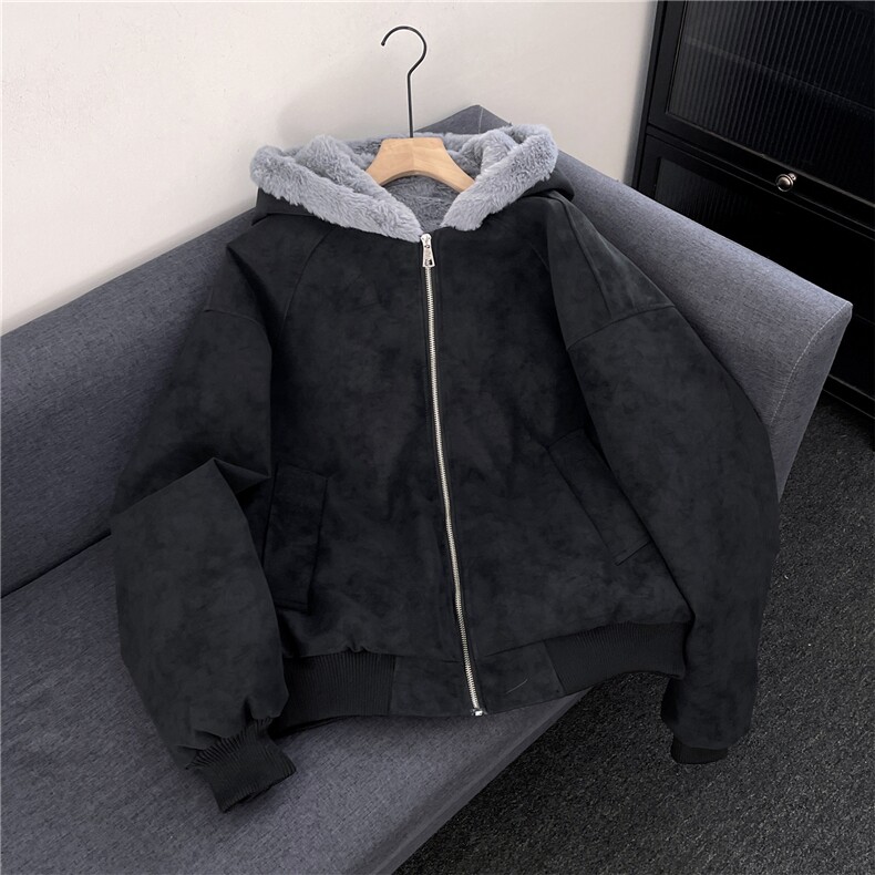 座山雕连帽棉服男加绒加厚皮衣棉衣美式潮牌情侣外套M0318-P110,男装皮衣,星座308B-2