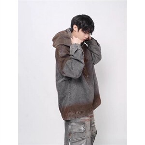 W11131-P88 网图现货 高品质春季新款复古做旧刺绣连帽套头卫衣，男装卫衣，星座1608