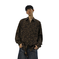 无影墙豹纹长袖衬衫大码M-5XL聚酯纤维衬衫男CS78728P35控58，男装衬衫，星座227-7