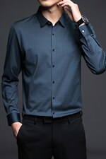 D8012男式服装2023年秋新款衬衫男长袖翻领休闲四季可穿衬衣P73，男装衬衫，电商B360