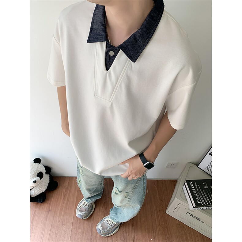 潮流韩版衬衫领短袖POLO衫宽松短袖T恤男翻领衣服PL06-P48,男装Polo衫,星座308B-2