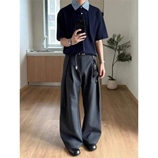 立体工字褶A字廓形弯刀通勤西裤，网图-A061-AX10002-特P40，男装西裤，电商A061
