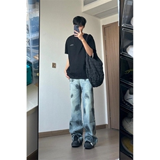 牛仔裤男夏季复古水洗破坏设计感少年宽松直筒裤子N0051，男装牛仔裤，星座1116A（原606A-3）