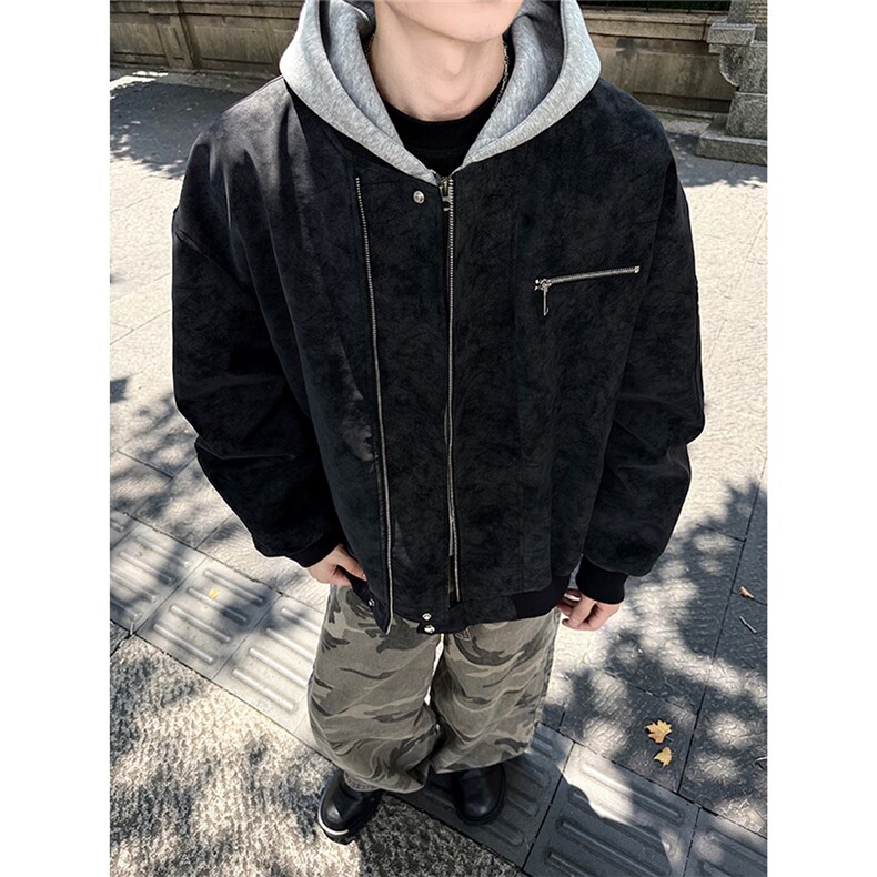 2025年新款水洗皮衣夹克外套男美式复古潮流机车情侣翻领夹克，男装皮衣，星座601-1
