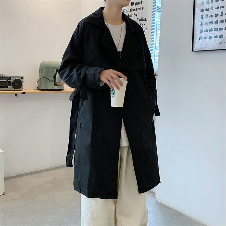 港风模特中性风男士大码中长款风衣女外穿大衣insFY91P115限138,男装风衣,电商A089-1