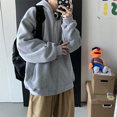 WY203-P55控78秋季季新款男女连帽宽松纯色开衫卫衣外套，女装短外套，电商A036A