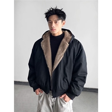 美式高街棉服男款冬季加厚连帽毛领外套高级感痞帅夹克棉衣，男装夹克，星座506A