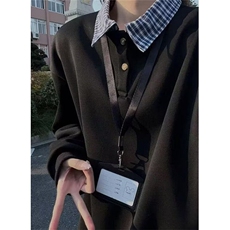 休闲POLO领卫衣男加绒保暖假两件宽松上衣格子领设计PHY06，男装Polo衫，星座1116A（原606A-3）