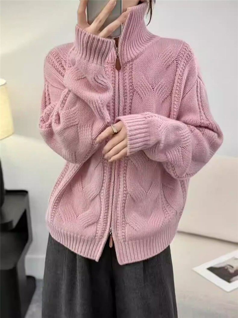 2026年冬季时尚百搭通勤简约休闲开衫，女装针织衫/毛衣，胜智羊绒