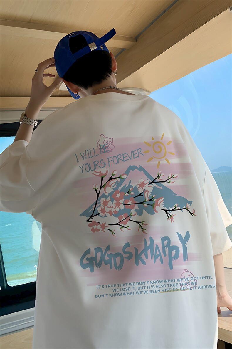 已注册/夏季外景纯棉新款韩版情侣短袖T恤男宽松打底衫DT9887/P25,男装T恤,电商B316