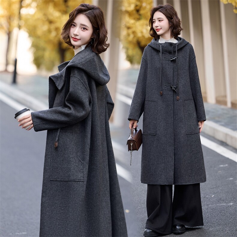 2026年新款斗篷双面羊毛大衣女秋冬季高级感超好看羊绒毛呢子外套,女装双面呢大衣,丝露怡语