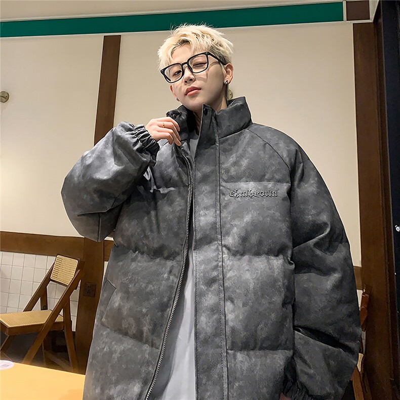 港风PU皮复古做旧设计钢印棉衣男MY77096P130控198抖控228，男装棉衣，星座227-7