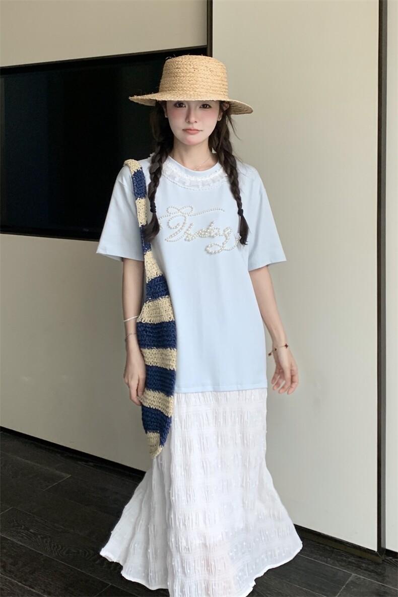 [新款】假两件拼接T恤裙夏季连衣裙长裙2C353/8670/P135/K198,女装连衣裙,2C353