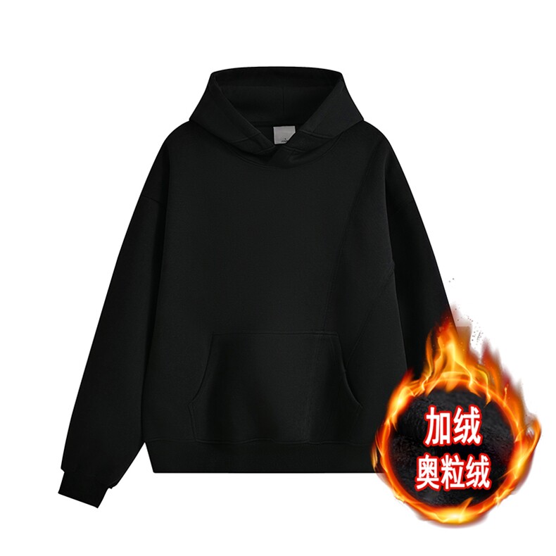 重磅无帽绳500克加绒奥粒绒连帽卫衣硬挺宽套头外套RH5306JR-P62,女装短外套,星座610B-1