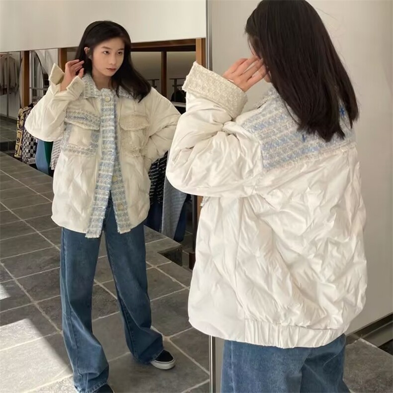 早麦稻潮牌小香风拼接棉服小众冬季加厚面包服外套潮TT367P108,男装棉衣,星座1013-5