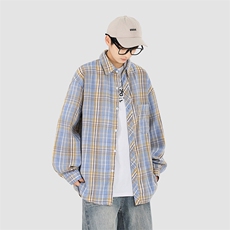 特批23!YK86045-TP2330%棉70%聚酯纤维春季长袖格子衬衫，男装衬衫，电商A086-1