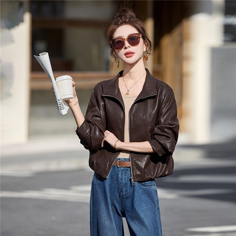 BAO皮衣外套女2026新款今年流行洋气减龄春季显高显瘦短款小个子,女装皮衣,美拉德工厂直营店