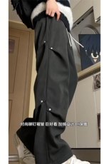 保暖加绒裤D2645-TP3868雪花绒休闲设计感打褶百搭直筒裤男，男装休闲裤，电商A102