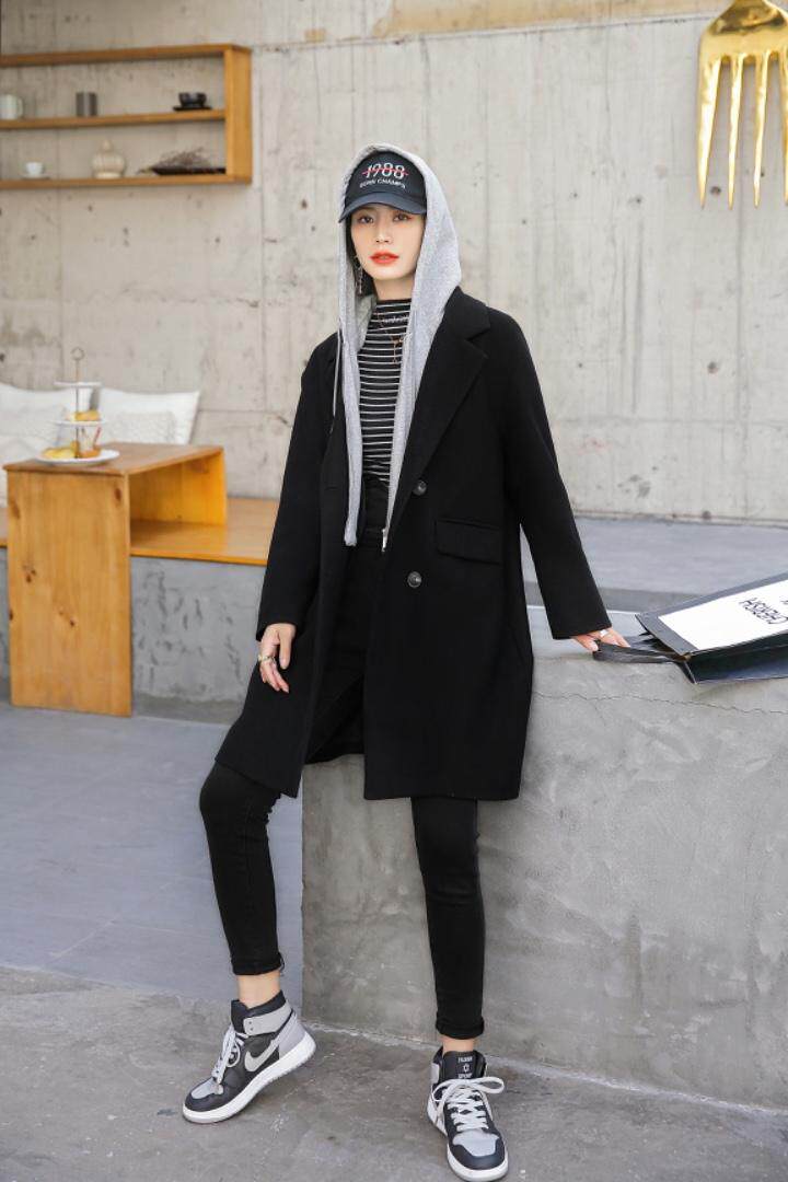 秋冬新款-韩版假两件戴帽大衣，其它，依歌贝诺