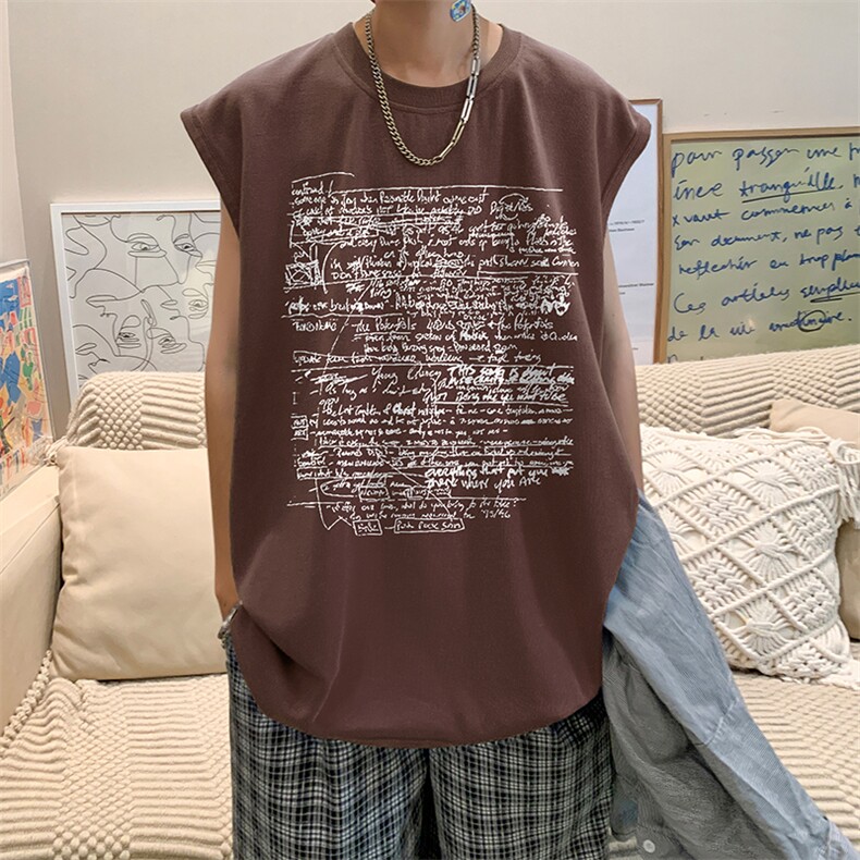 量大优供视频得物直播品质220克夏季纯棉背心无袖T恤WB138,男装T恤,电商A486