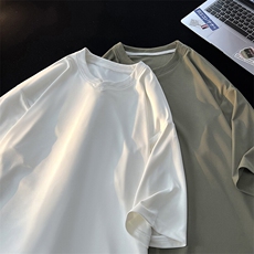 8XL-M冰丝凉感短袖T恤夏季大码V领垂感五分半袖体恤衫DX1206/P35，男装T恤，电商B238