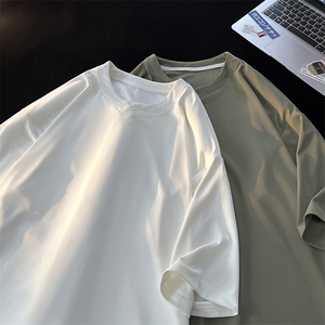 8XL-M冰丝凉感短袖T恤夏季大码V领垂感五分半袖体恤衫DX1206/P35图片