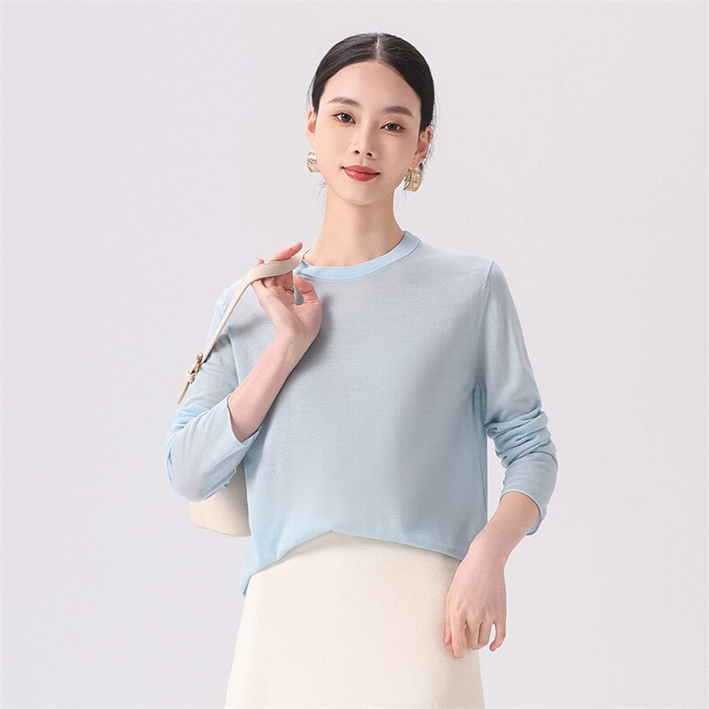 2025年秋季时尚百搭通勤简约圆领长袖,女装羊毛衫,清联羊绒