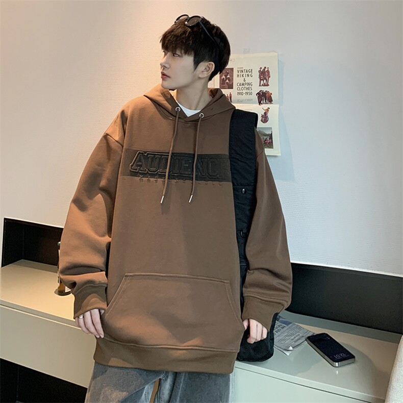 EQ190美式做旧潮流重工艺凹凸印花连帽套头卫衣男春季外套P58,男装卫衣,电商C306-1