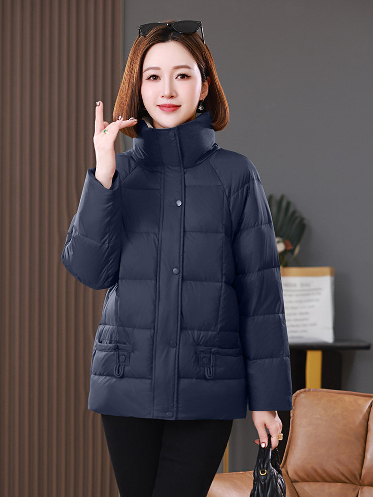 2025年冬季新款立领30白鸭绒中长款羽绒服外套,女装羽绒服,雪樱依海