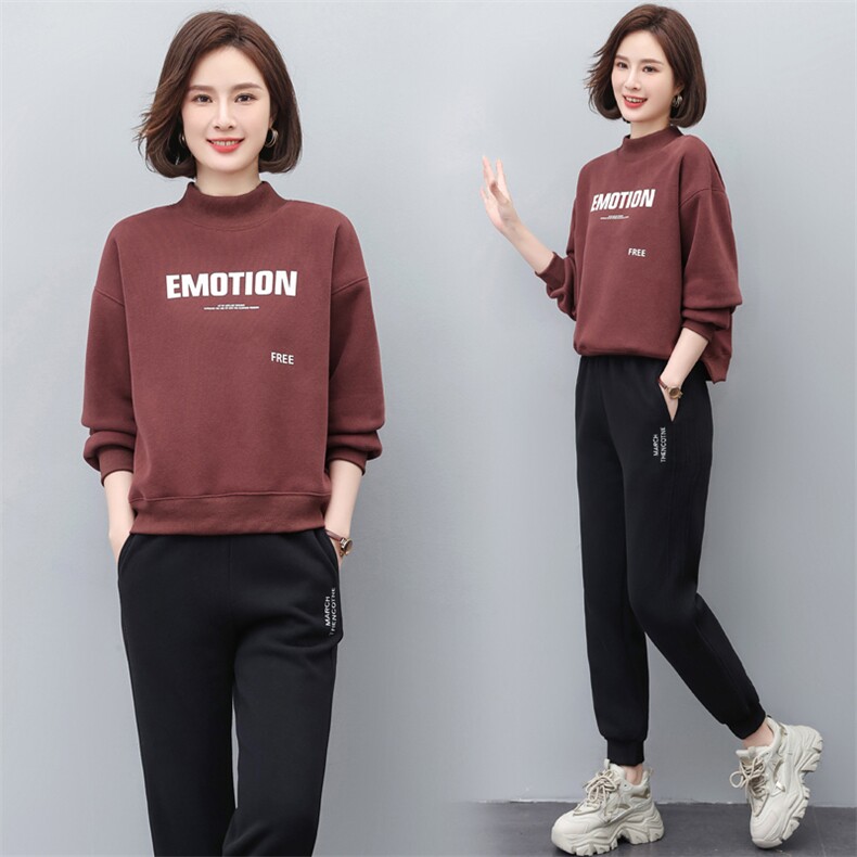 冬装女2022新款卫衣裤加绒秋冬季运动套装两件套,女装套装/套裙,涵誉
