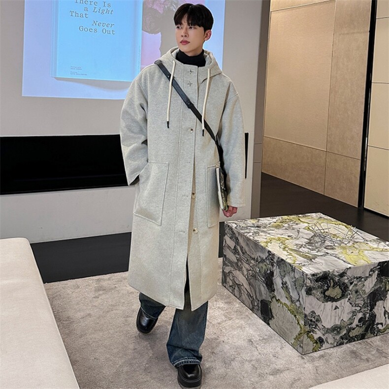 韩模连帽毛呢中长款大衣韩版宽松毛呢外套912-FY116P138控168,女装短外套,星座903-1