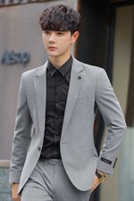 2022秋冬季新款男西服套装青少年韩版简约时尚休闲两件套313P230，男装西服，电商A355（原A415）