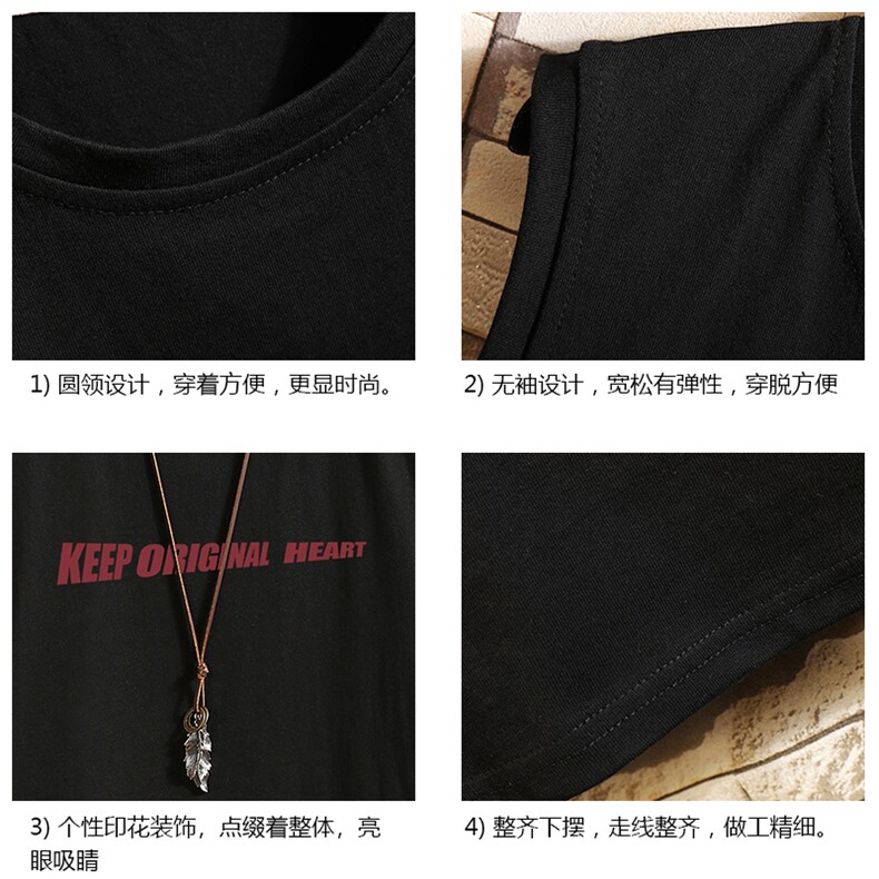 BX25071-P20港风运动汗背心男大码汗衫男无袖T恤男砖墙挂拍,男装T恤,电商A040A