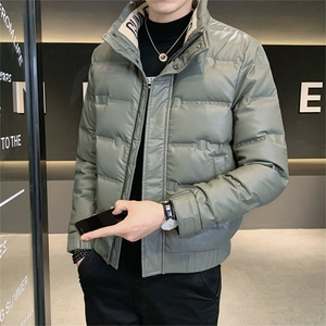 皮羽绒服男2025冬季新款立领休闲保暖PU皮外套 B317/PY501/P165图片