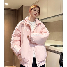 中性风冬装港风条纹织带棉服棉衣休闲加厚外套男女G1107P118，男装棉衣，电商A339