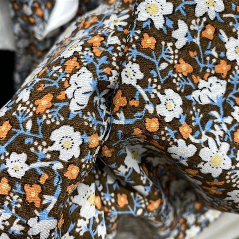 现货娃娃领木耳边碎花雪纺连衣裙，女装连衣裙，FUXINXIN 福歆歆