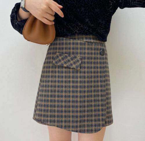 现货冬装新款格子裙裤，女装，春天