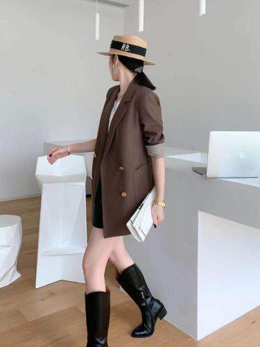 现货，袖口格子西装，女装西装，依柏璐