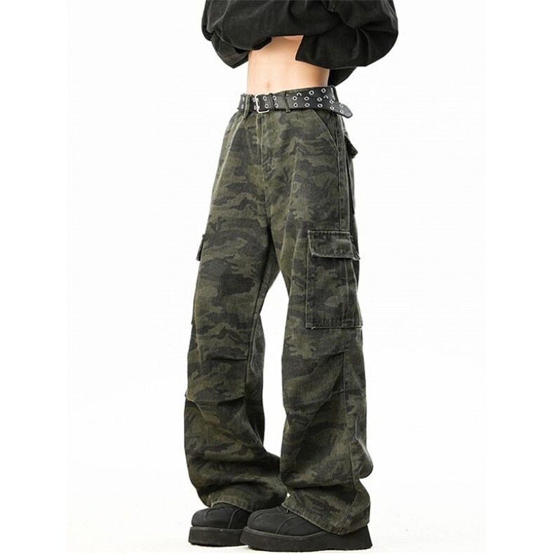 多口袋灰色迷彩工装裤男秋季高街vibe宽松直筒休闲长裤K0915，男装工装外套，星座1116A（原606A-3）