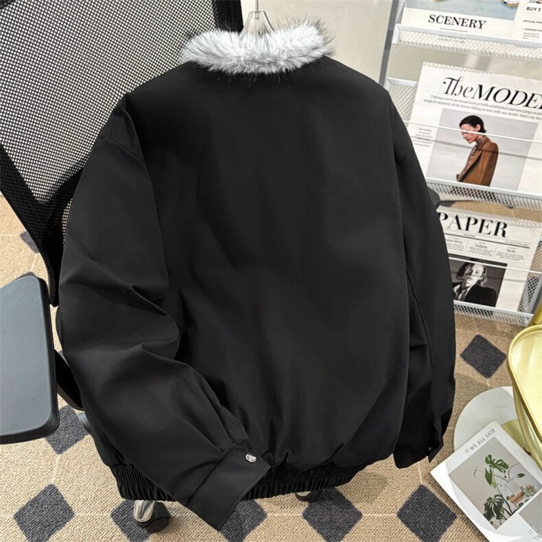 美式复古座山雕派克棉服外套男女冬季毛领连帽短款情侣棉衣,男装棉衣,星座506A