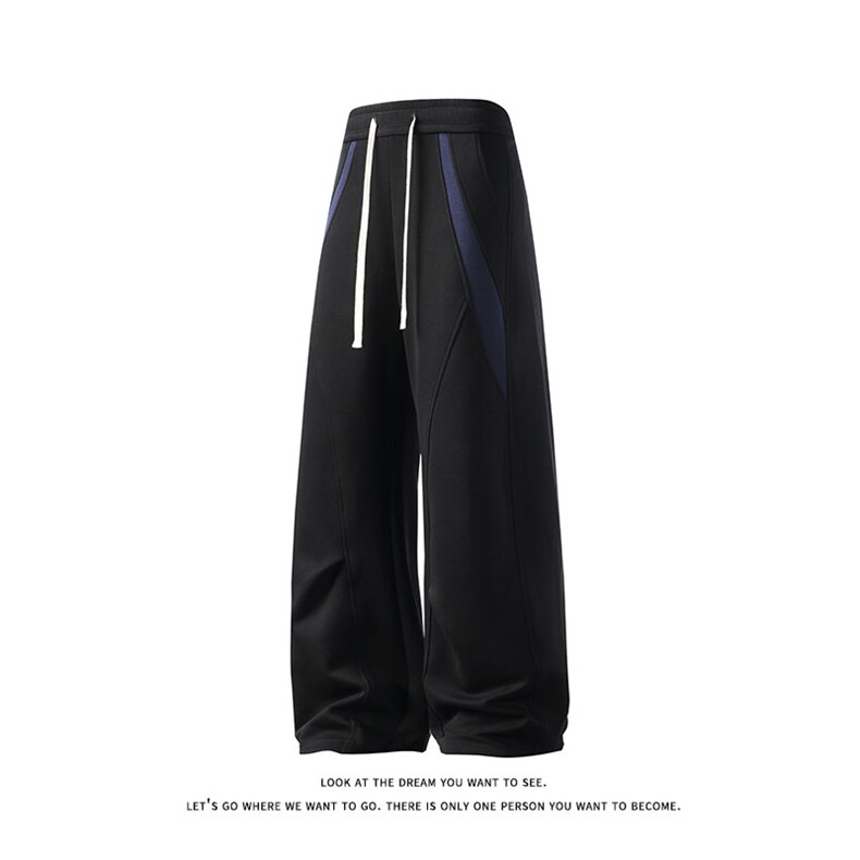 美式撞色拼接重磅卫裤男直筒宽松运动休闲裤K8677-特价P40,男装休闲裤,电商A007