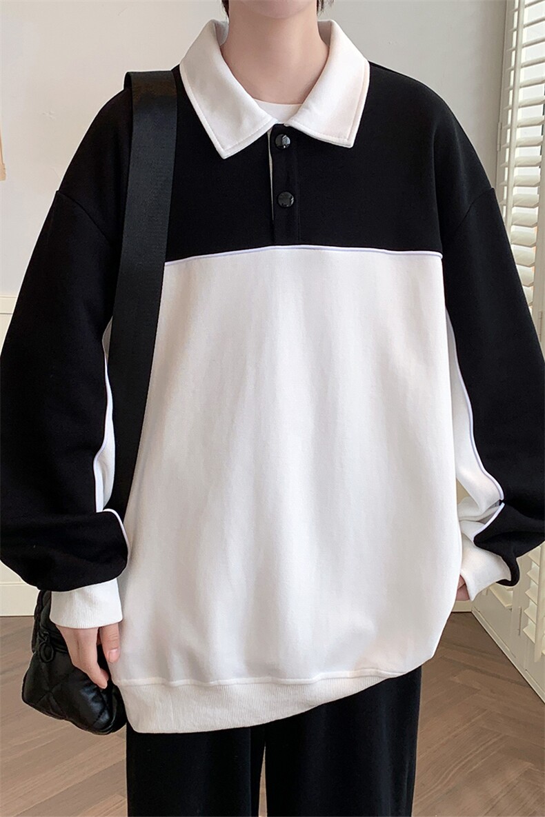 春装学生简约宽松衬衫2023新品撞色拼接卫衣男女WY021-P70控价98,男装卫衣,电商A441-1