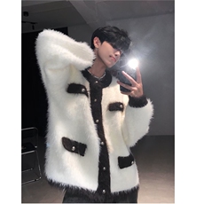 美式复古超保暖加厚水貂毛毛衣男士加棉秋冬季针织开衫小香风外套，男装针织衫/毛衣，星座1210-1