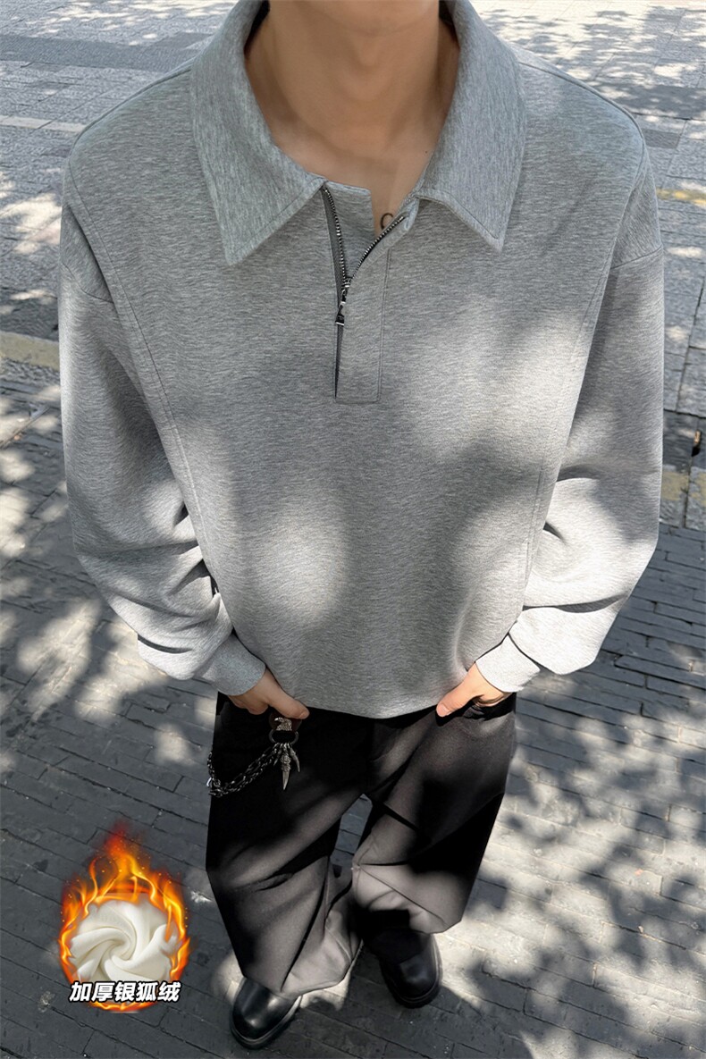 曼巴棉420G重磅舒适保暖银狐绒半拉链卫衣男W5416J加绒特P55控108,男装棉衣,电商A001
